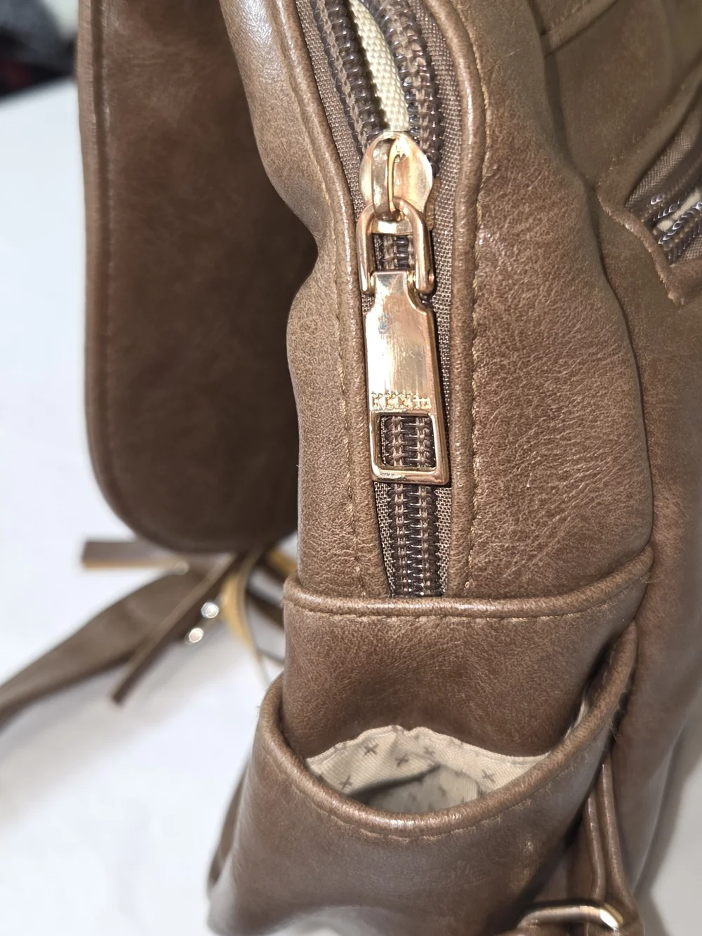 Brown Braided Tassel Backpack - Women's Casual Leather-Style Bag